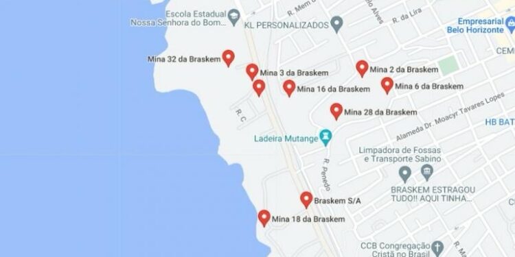 Mapa do Google passa a mostrar localização de minas da Braskem