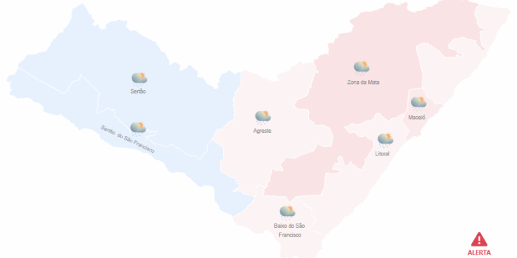 Chuvas intensas colocam regiões de Alagoas em alerta máximo nesta segunda (30)