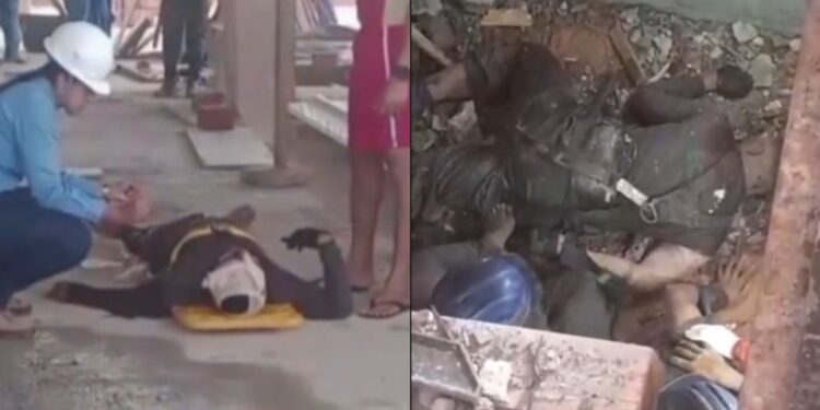 Trabalhadores caem em poço de elevador em obra no bairro de Jacarecica