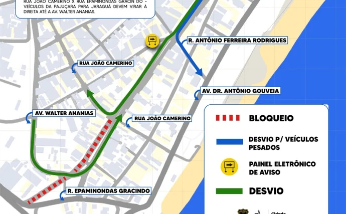 Obra altera trânsito da Pajuçara e Jaraguá nesta quinta (14)