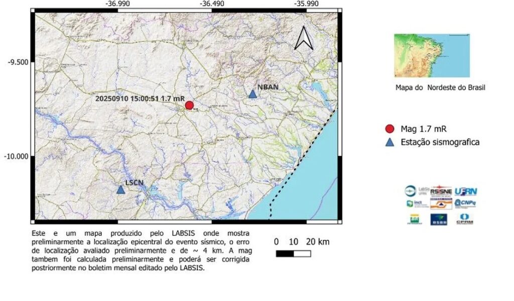 Tremor de terra atinge Arapiraca e é sentido em várias partes da cidade