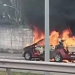 Carro fica totalmente destruído após pegar fogo próximo à Ufal, em Maceió