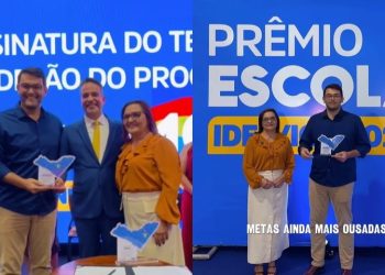 Prefeito e secretária de Mar Vermelho comemoram recebimento do Prêmio Escola 10