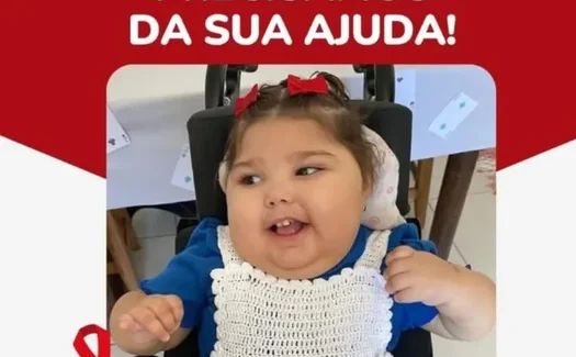 Família pede doações de sangue para menina de 2 anos internada em Maceió