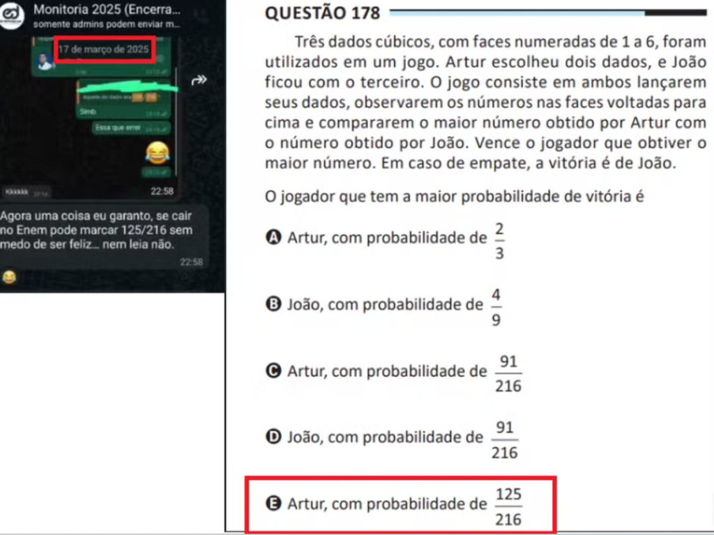 Mensagens de Edcley indicam acesso prévio a mais 2 questões do Enem não anuladas pelo Inep: ‘Pode marcar sem medo de ser feliz, nem leia’