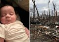 Bebê arrastado por tornado é encontrado vivo em cima de árvore, nos EUA