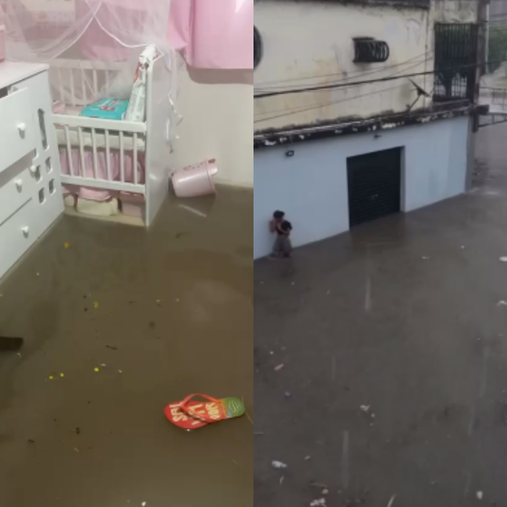 Forte temporal deixa ruas e casas alagadas em municípios de Alagoas