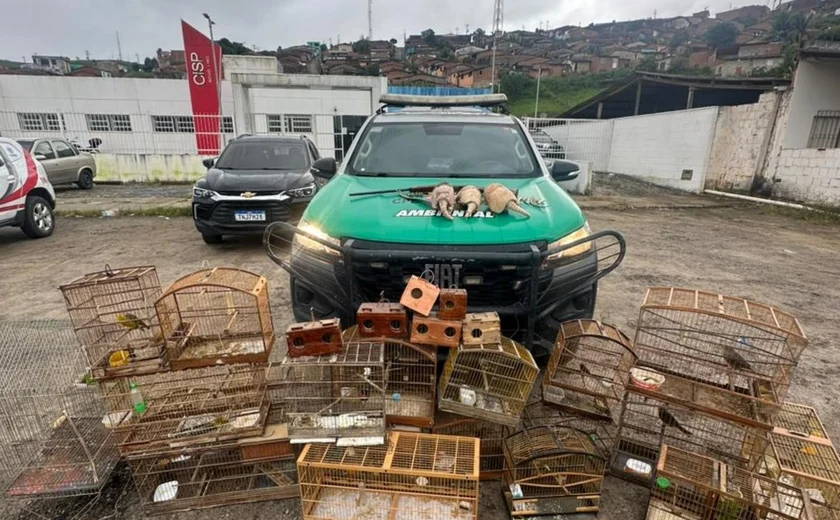 Batalhão Ambiental apreende arma e resgata dezenas de animais no interior de Alagoas